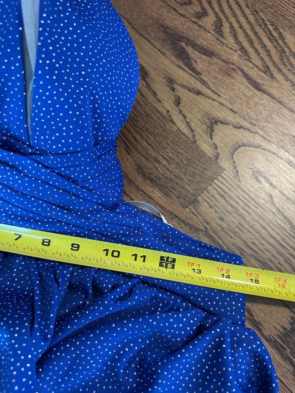 NWT Deep V-Neck Royal Blue Tiered Ruffle Maxi Dress with high slit - Picture 5 of 5